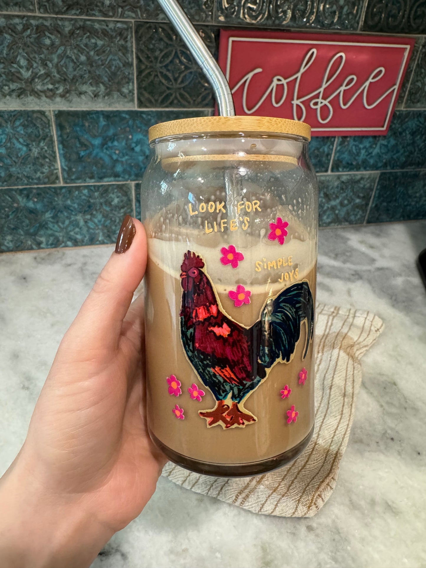 Simple Joys Rooster Glass Tumbler