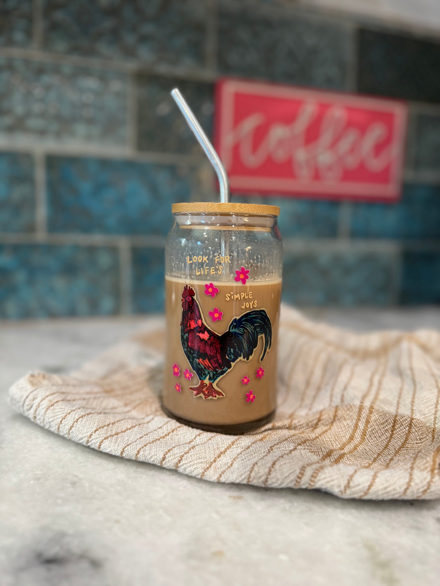 Simple Joys Rooster Glass Tumbler