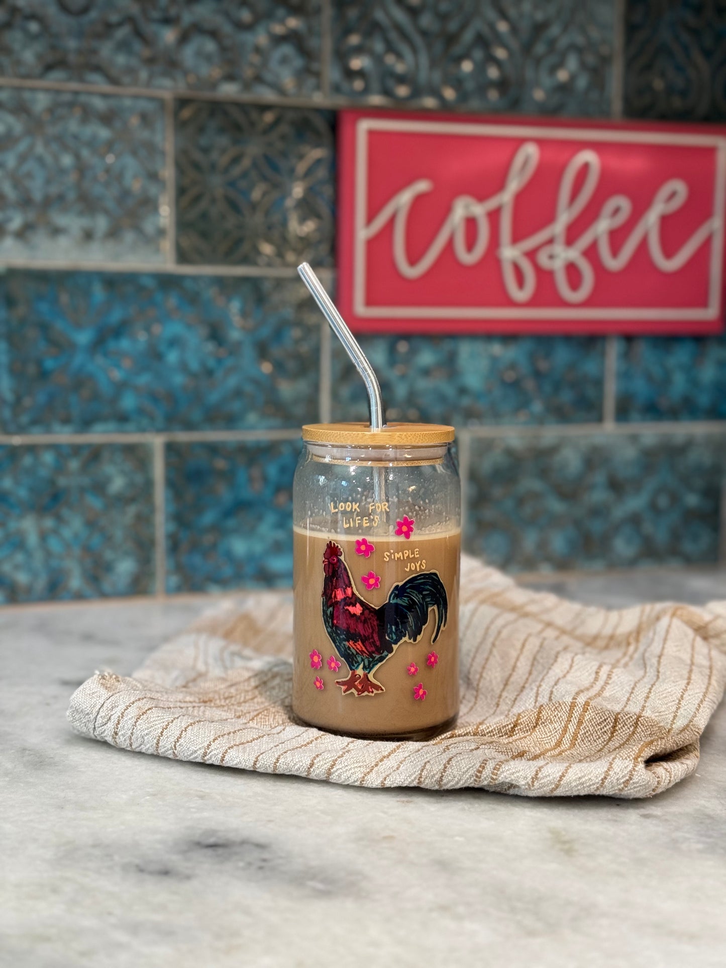 Simple Joys Rooster Glass Tumbler