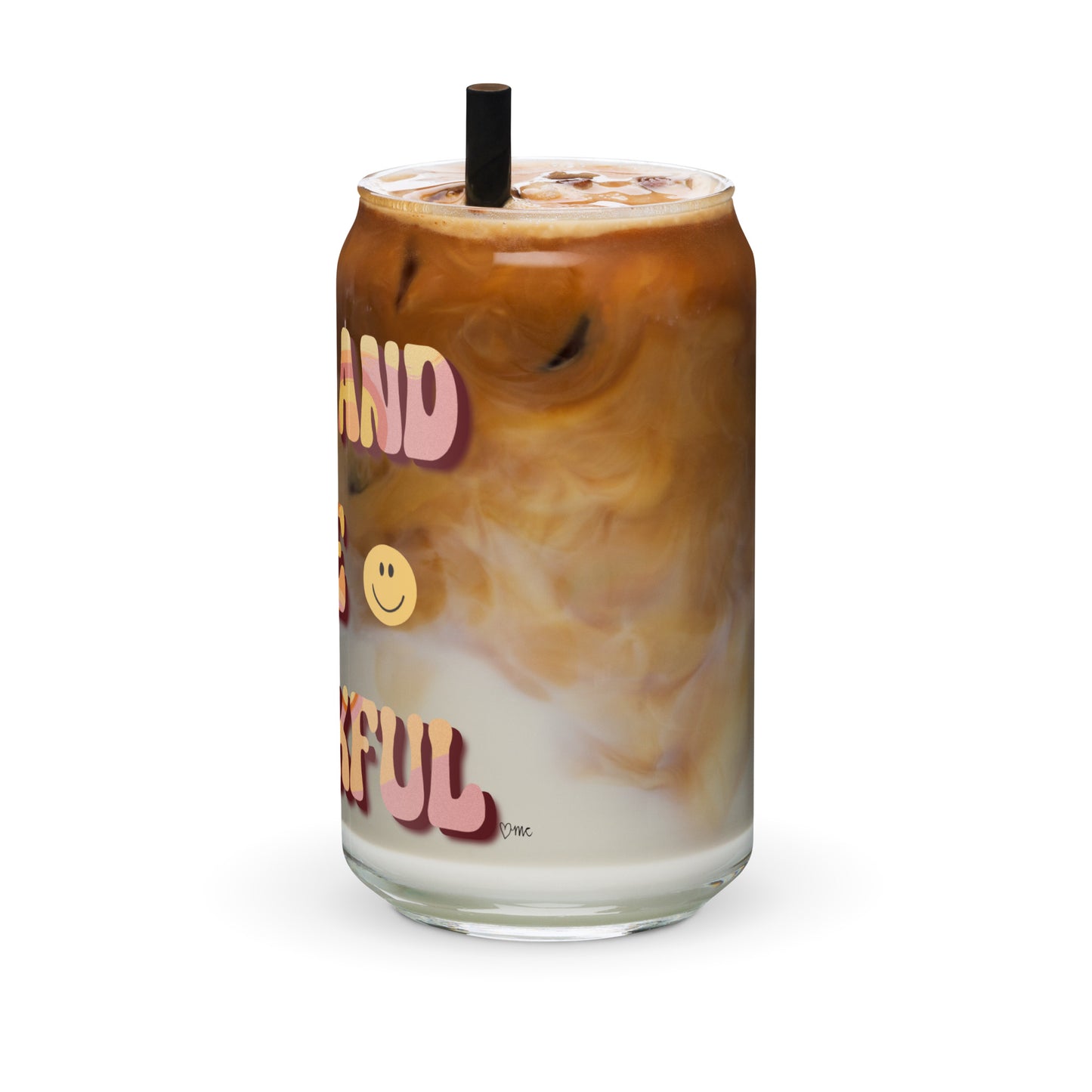 Pray and be thankful iced coffee beer can-shaped glass