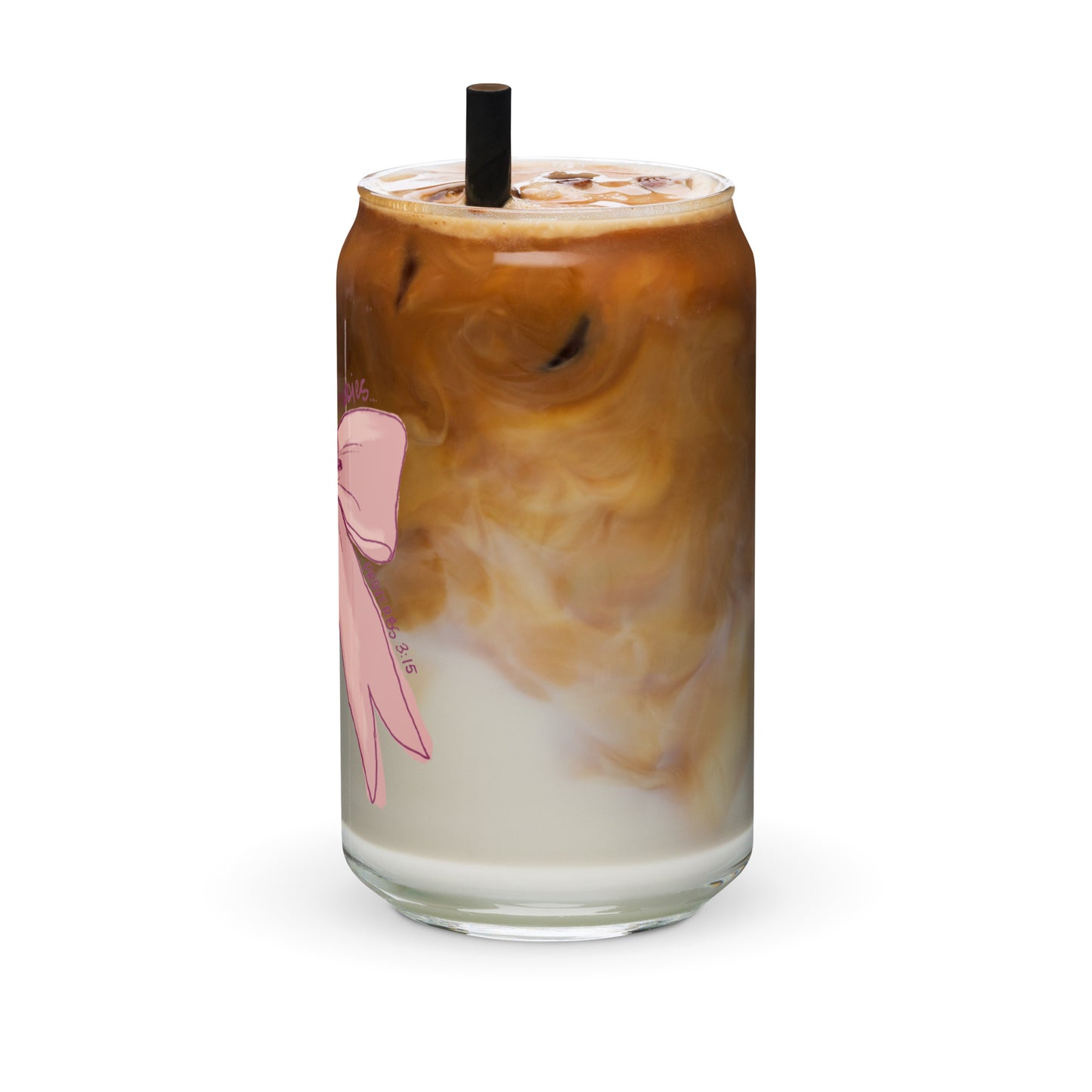 Pink bow and bible verse iced coffee Can-shaped glass for her