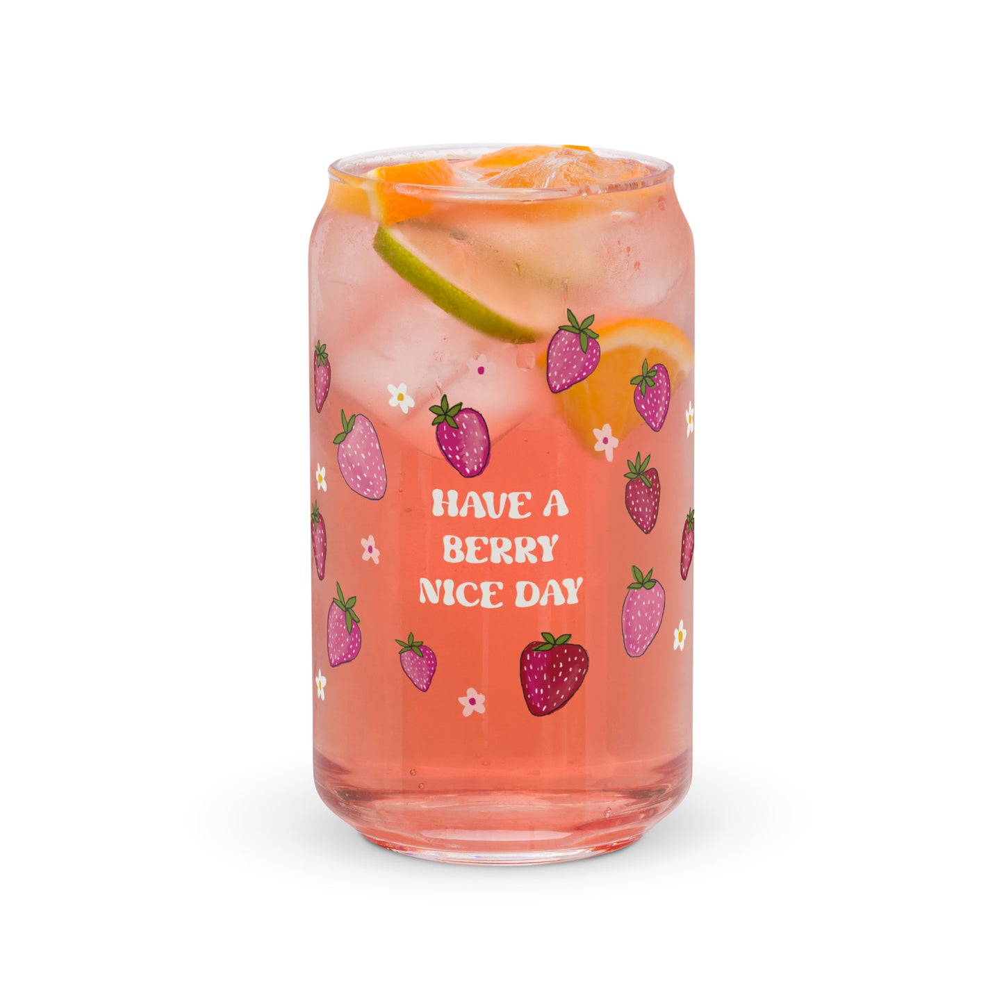 Strawberry Can-shaped glass