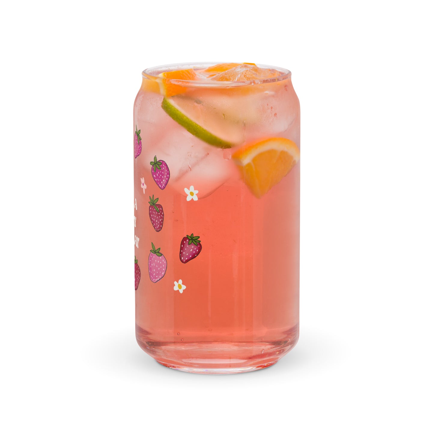Strawberry Can-shaped glass