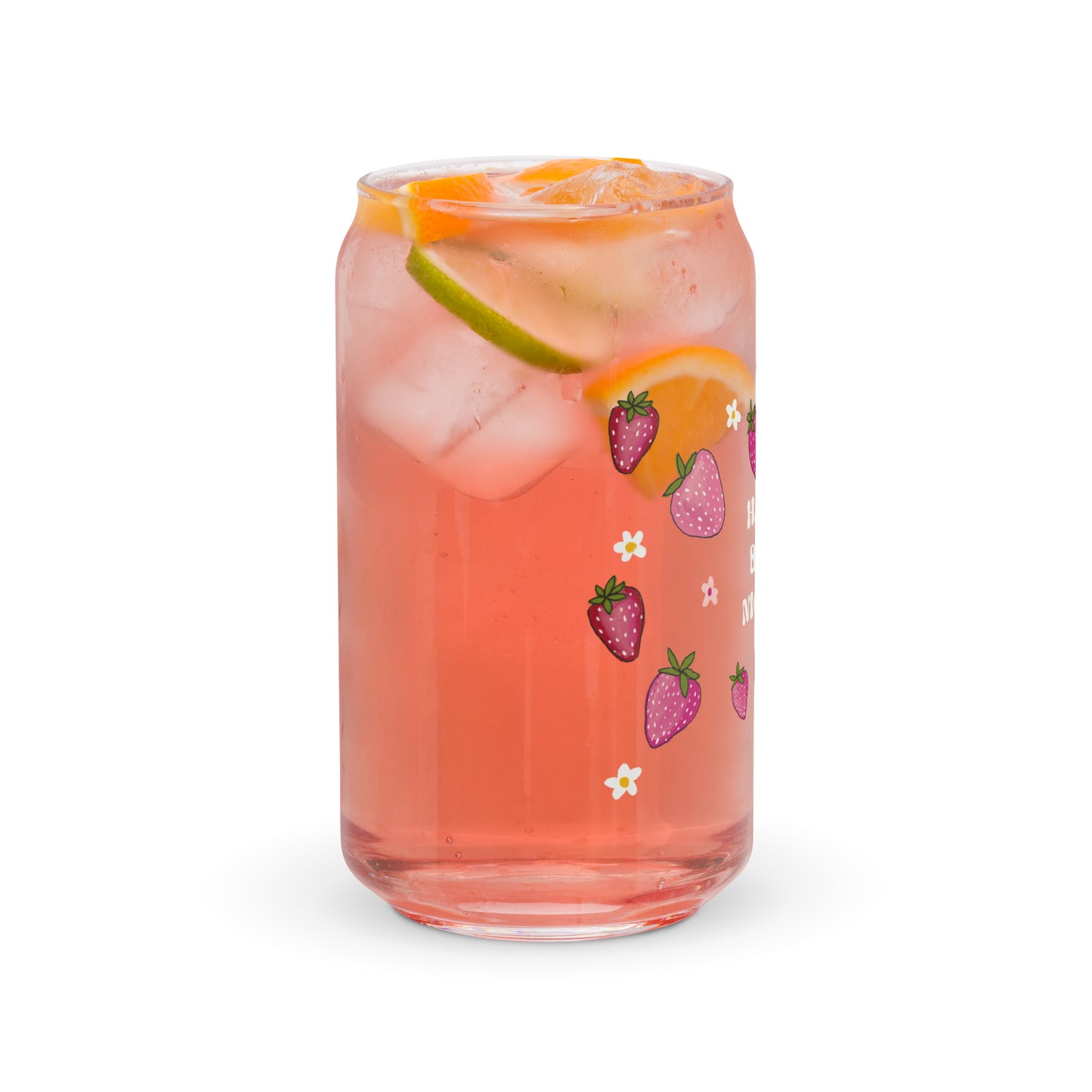 Strawberry Can-shaped glass