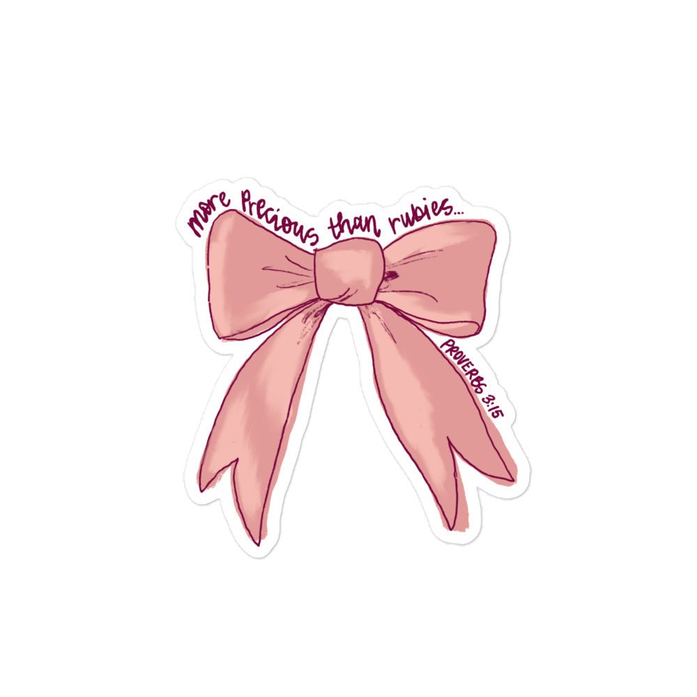 Pink bow and bible verse Bubble-free sticker