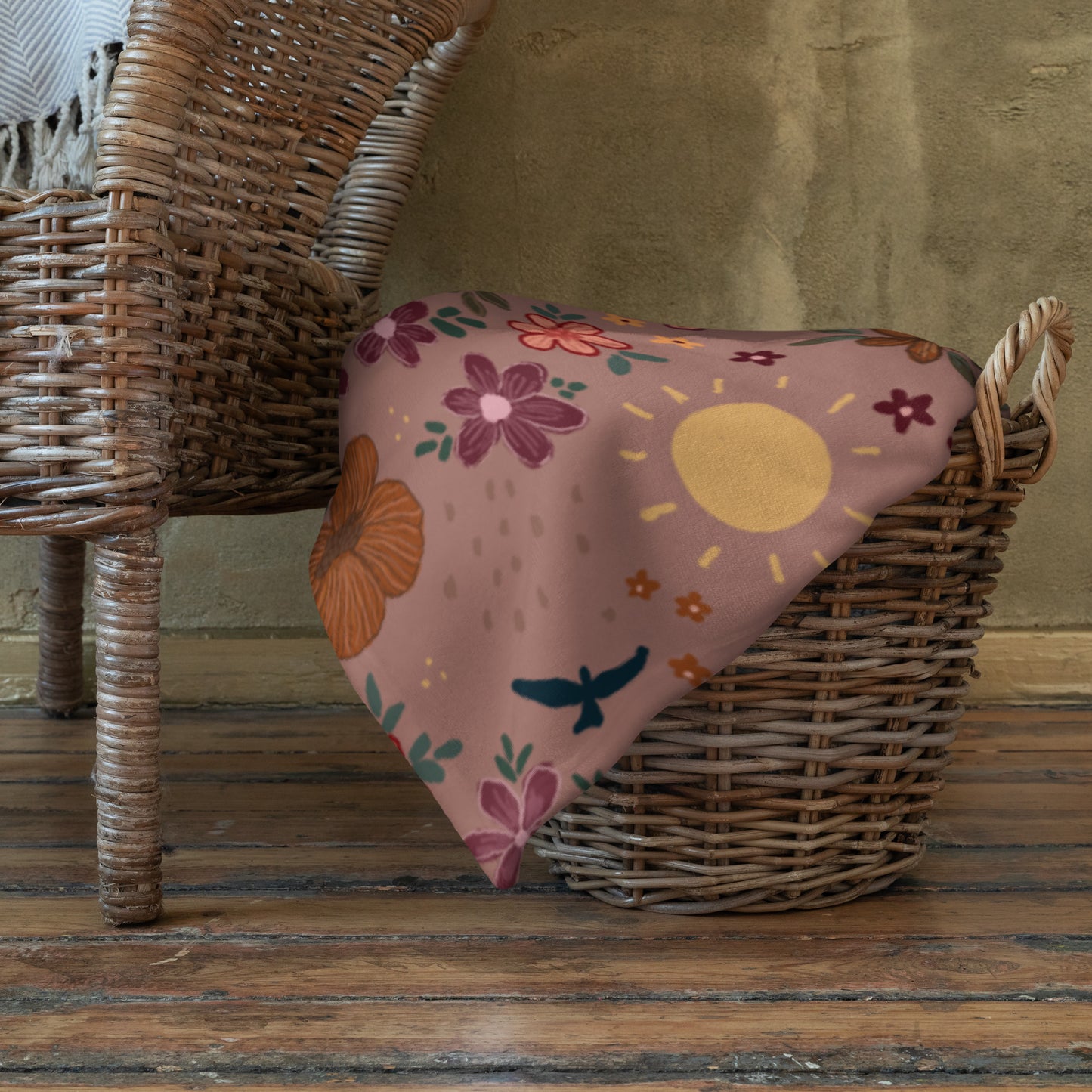 Boho sunshine floral blanket