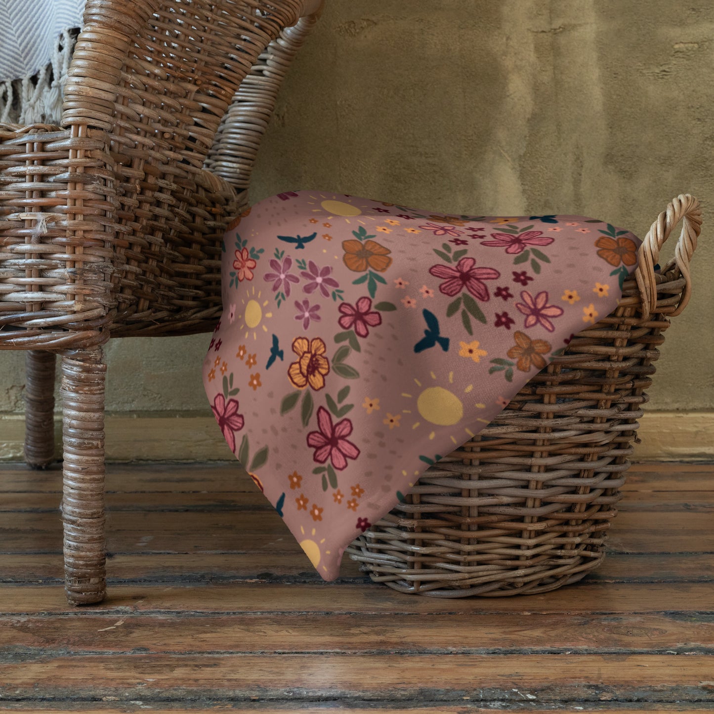 Boho sunshine floral blanket