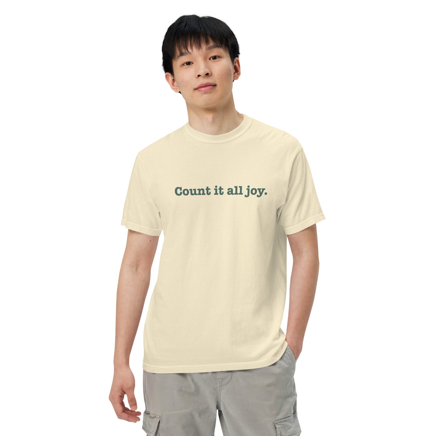 Count it all joy tee for men and women, Unisex garment-dyed heavyweight t-shirt