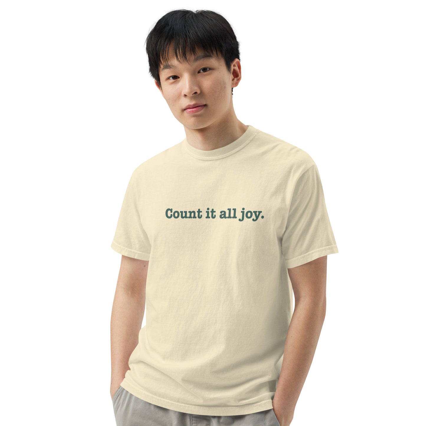 Count it all joy tee for men and women, Unisex garment-dyed heavyweight t-shirt
