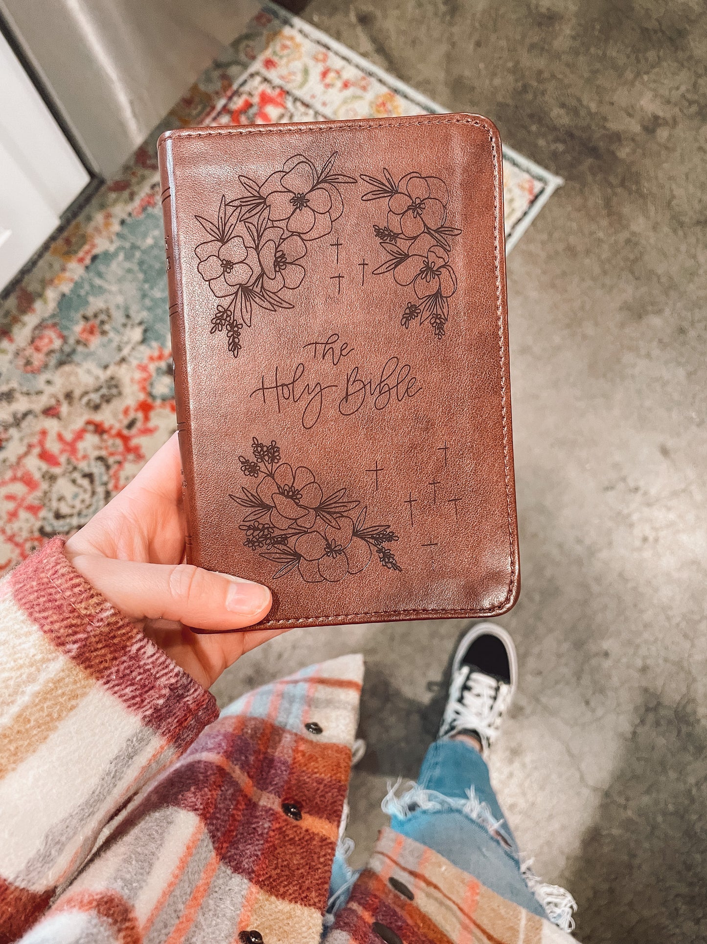 Floral Cross Bible