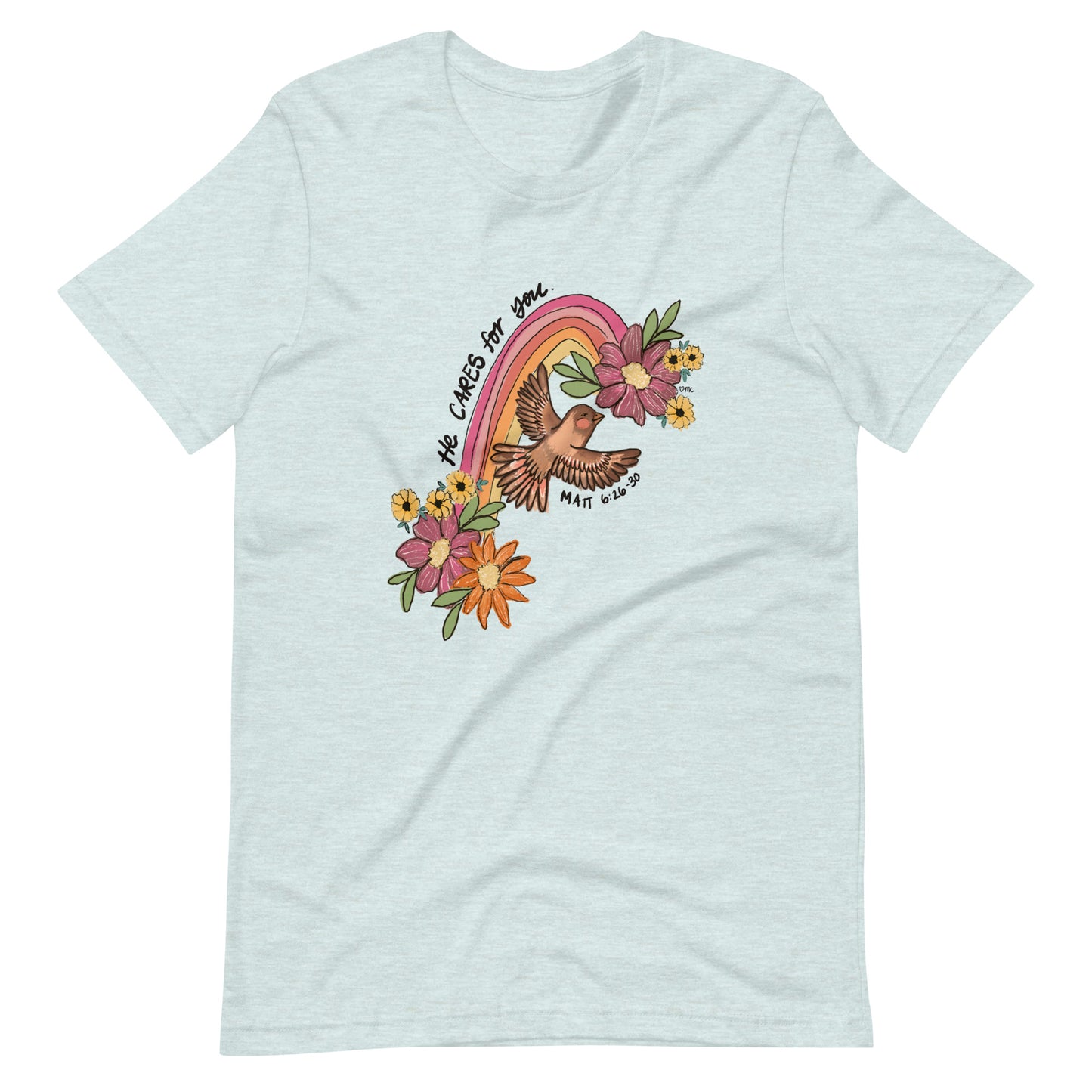 HE CARES adult t-shirt