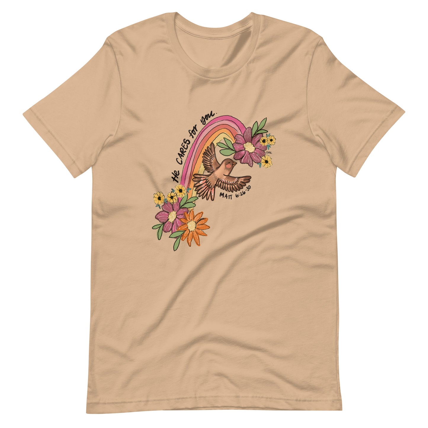 HE CARES adult t-shirt