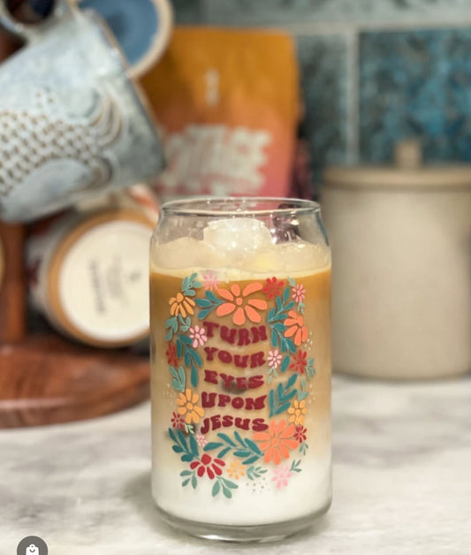 Jesus Can-shaped glass
