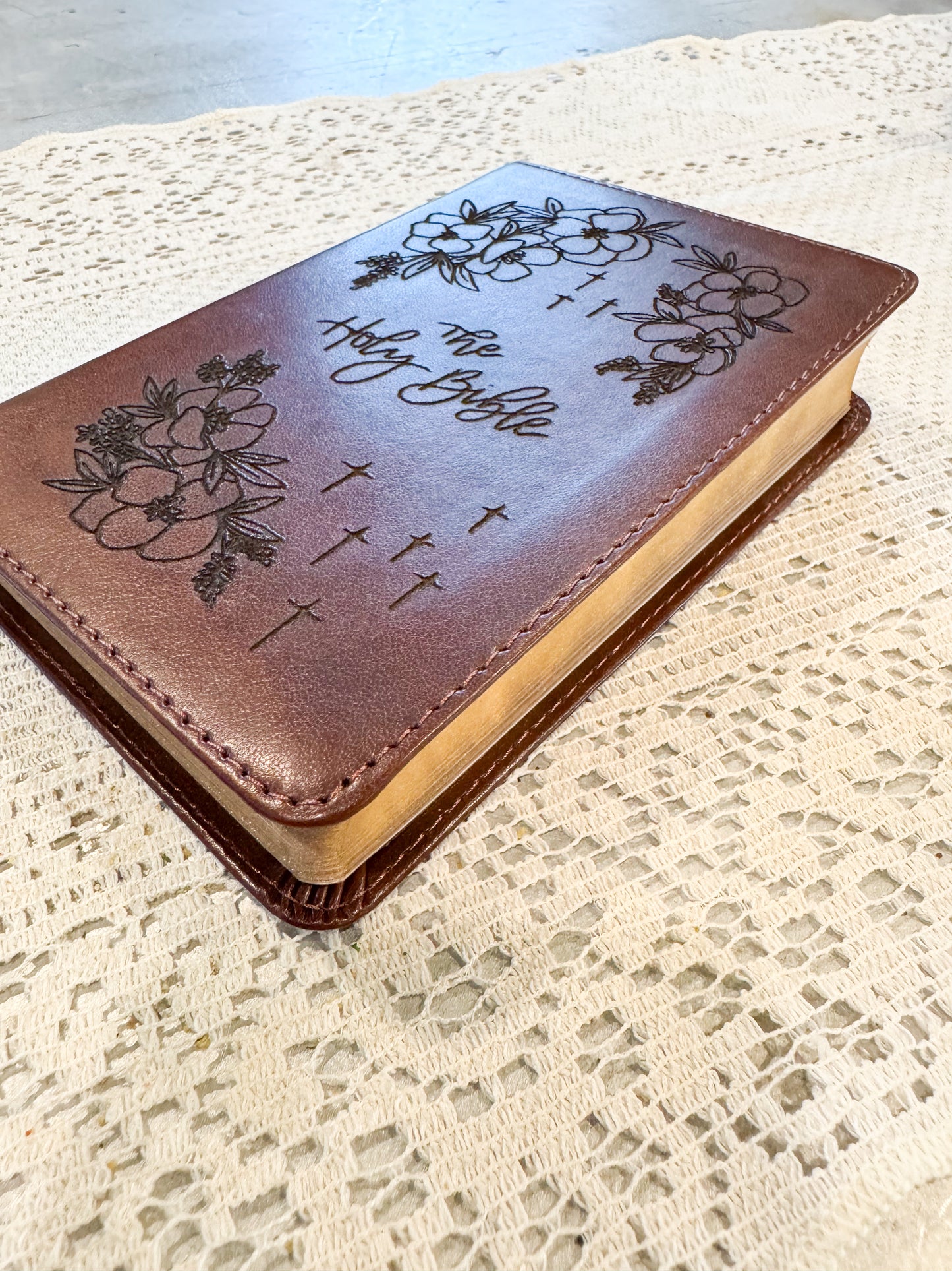 Floral Cross Bible
