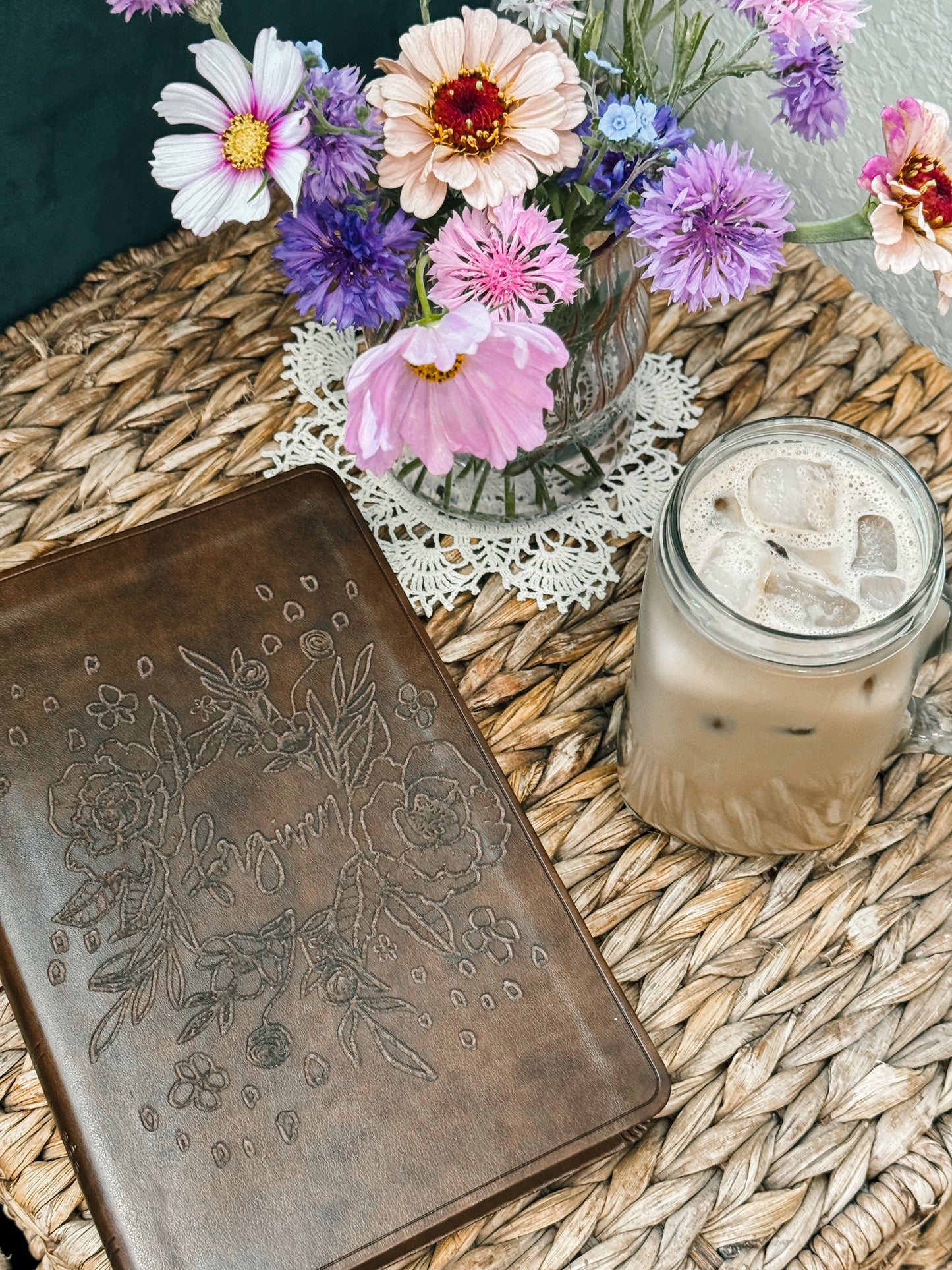 Forgiven floral engraved faux leather ESV bible