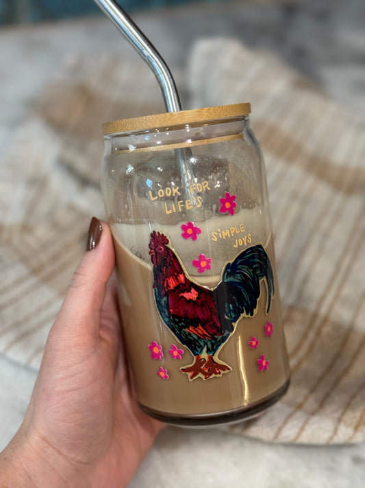Simple Joys Rooster Glass Tumbler