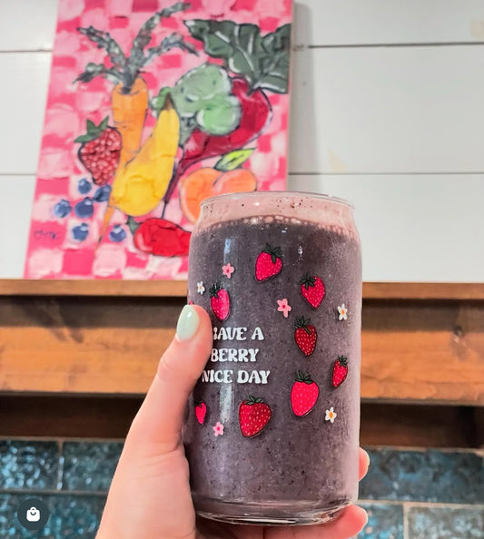 Strawberry Can-shaped glass