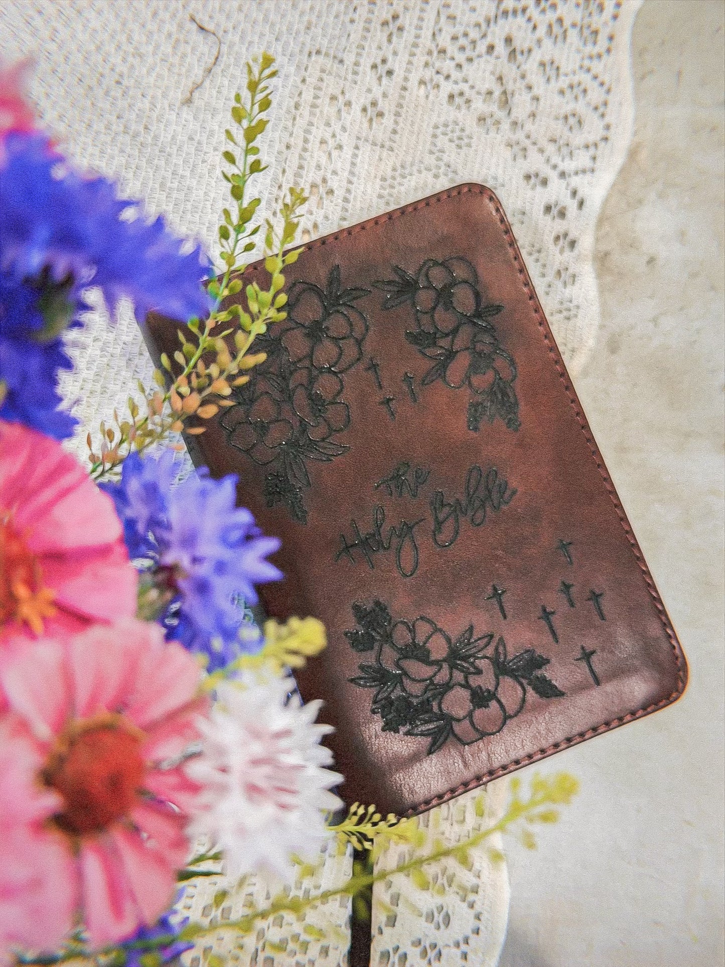 Floral Cross Bible
