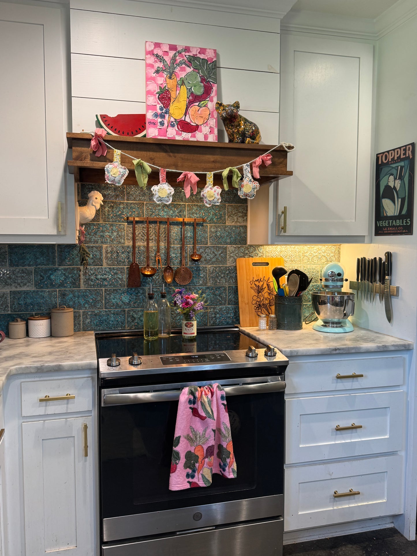 Pink fruit and veggie Hand towel