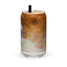 Load image into Gallery viewer, Bluebonnet Texas girl beer can shaped iced coffee glass for her, gift for Texas girl, Texas wildflowers
