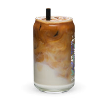 Load image into Gallery viewer, Bluebonnet Texas girl beer can shaped iced coffee glass for her, gift for Texas girl, Texas wildflowers
