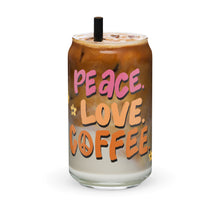 Load image into Gallery viewer, Peace love coffee Can-shaped glass
