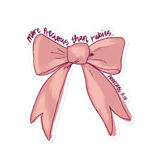 Pink bow and bible verse Bubble-free sticker