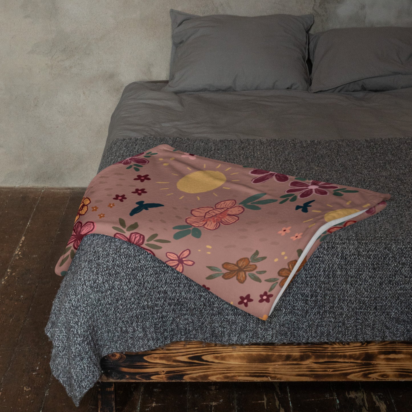 Boho sunshine floral blanket