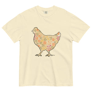 Floral chicken comfort colors tee