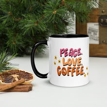 Load image into Gallery viewer, Peace love coffee Mug with Color Inside
