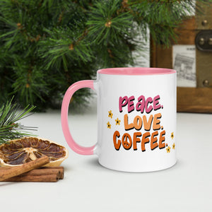 Peace love coffee Mug with Color Inside