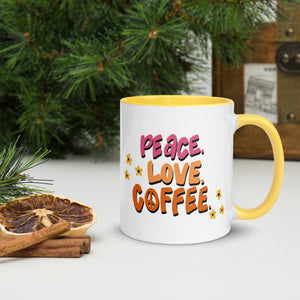 Peace love coffee Mug with Color Inside